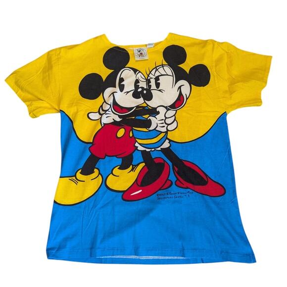 Vintage 80s Disney Mickey & Co.Hugging Minnie Mouse T-Shirt Medium - Picture 1 of 9